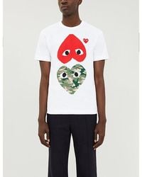 COMME DES GARÇONS PLAY - Heart-print Cotton-jersey T-shirt - Lyst