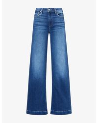 PAIGE - Leenah High-Rise Slim Wide-Leg Denim Jeans - Lyst