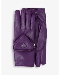 Prada - Pouch-Embellished Leather Gloves - Lyst