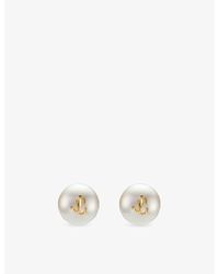 Jimmy Choo - Jc Maxi Pearl Brass Stud Earrings - Lyst