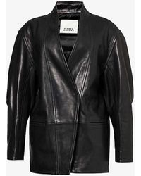 Isabel Marant - Ikena V-neck Leather Jacket - Lyst
