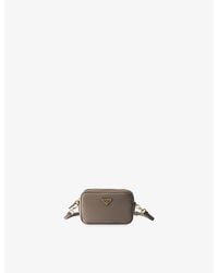 Prada - Logo-Plaque Mini Leather Shoulder Bag - Lyst