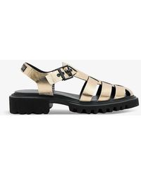 AllSaints - Nessa Chunky-sole Metallic Leather Flat Sandals - Lyst