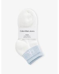 Calvin Klein - Branded Pack Of Two Cotton-Blend Ankle Socks - Lyst