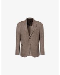Corneliani - Herringbone Single-Breasted Wool And Silk-Blend Jacket - Lyst