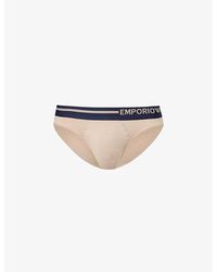 Emporio Armani - Branded-waistband Stretch-cotton Brief - Lyst