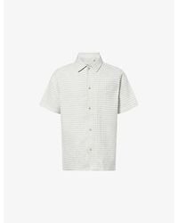 Les Deux - Check Seersucker Short-Sleeve Cotton Shirt - Lyst
