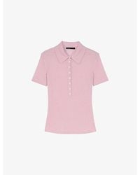 Maje - Ribbed Wool And Silk Polo Jumper - Lyst