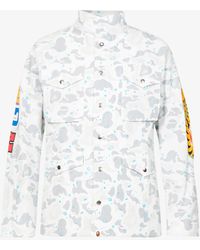 A Bathing Ape Space Camo Shark-print Cotton Shirt - White