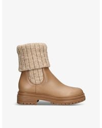 Gianvito Rossi - Tenney Ribbed-Knit Leather Ankle Boots - Lyst