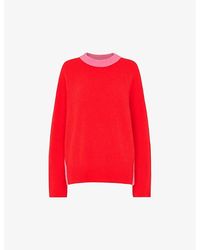 Whistles - Colour-block Relaxed-fit Stretch-wool Jumper - Lyst