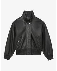 Reiss - Cara Funnel-Neck Leather Bomber Jacket - Lyst