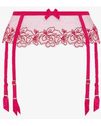 Agent Provocateur - Juni Bow-embroidered Mid-rise Woven Suspender Belt X - Lyst
