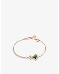 BVLGARI - Divas' Dream 18Ct Rose- Malachite And 0.31Ct Round Brilliant-Cut Diamond Bracelet - Lyst