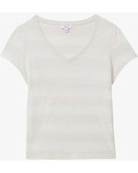 Reiss - Nola Subtle-stripe Cotton-blend T-shirt - Lyst