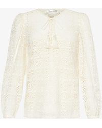 FRAME - Lace Tassle Crochet-pattern Cotton Top - Lyst