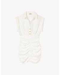 Sandro - Shirt-collar Draped-effect Linen-blend Mini Dress - Lyst