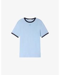 Sandro - Branded Contrast-Trim Cotton-Jersey T-Shirt - Lyst