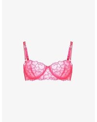 Bluebella - Valentina Heart-embroidered Recycled-polyester Mesh Bra - Lyst