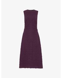 Whistles - Lori Roun-Neck Textured Sleeveless Stretch-Woven Midi Dress - Lyst