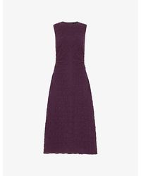 Whistles - Lori Roun-Neck Textured Sleeveless Stretch-Woven Midi Dress - Lyst
