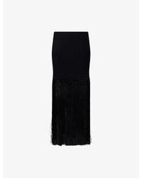 Alaïa - Fringed Tube Knit Midi Skirt - Lyst