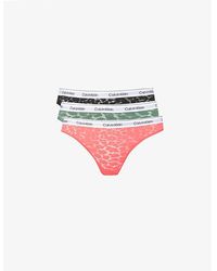 Calvin Klein - Modern Mid-rise Stretch-lace Briefs Pack Of Three - Lyst