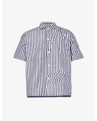 Sacai - Stripe-pattern Steeped-hem Boxy-fit Cotton-blend Shirt - Lyst