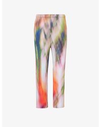 Pleats Please Issey Miyake - And Spinach Abstract-pattern Straight-leg Mid-rise Knitted Trousers - Lyst