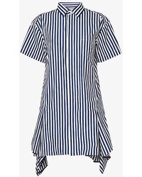 Sacai - Panelled-hem Striped Cotton-poplin Shirt Dress X - Lyst
