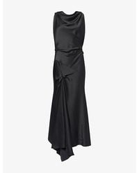 Victoria Beckham - Posy Draped Asymmetric Woven Midi Dress - Lyst