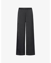 Vince - Mid-Waist Lace Trim Satin Trousers - Lyst