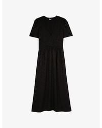 The Kooples - Leopard-Jacquard V-Neck Woven Midi Dress - Lyst