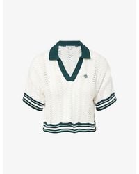 The Couture Club - Open-Collar Crotchet Cotton Crop Shirt - Lyst