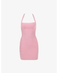 House Of Cb - The Silhouette Halterneck Woven Mini Dress Xs (A-C Cup) - Lyst