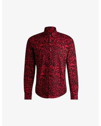 HUGO - Open Animal-Print Slim-Fit Long-Sleeve Cotton Shirt Xxl - Lyst