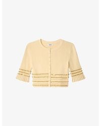 Sandro - Bead-Embellished Cropped Knitted Cardigan - Lyst