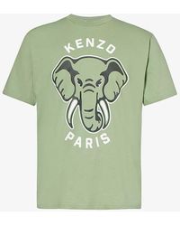 KENZO - Elephant Branded-print Cotton-jersey T-shirt - Lyst