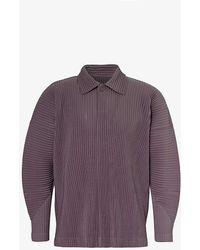 Homme Plissé Issey Miyake - Pleated Relaxed-fit Knitted Polo Shirt - Lyst