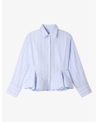 Sandro - Striped Peplum-Hem Cotton Shirt - Lyst
