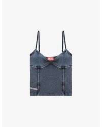 DIESEL - T-Ony Denim-Effect Stretch-Cotton Jersey Cami Top - Lyst
