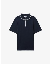 Reiss - Vy Cannes Slim-fit Zip-neck Cotton Polo - Lyst
