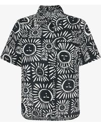 Whistles - Sunman Graphic-print Short-sleeve Linen-cotton Blend Shirt - Lyst