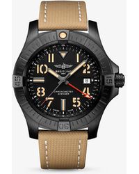Breitling V32395101b1x2 Avenger Dlc-coated Titanium And Leather Automatic Watch - Black