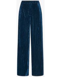 Whistles - Crushed Velvet-texture Wide-leg High-rise Recycled-polyester Trousers - Lyst