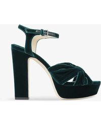 Jimmy Choo - Heloise 120 Bow-embellished Velvet Heeled Sandals - Lyst