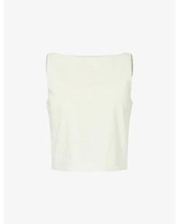 Theory - Sleeveless Bateau Linen-Blend Top - Lyst