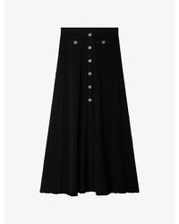 Sandro - High-Rise Pointelle-Texture Knitted Maxi Skirt - Lyst