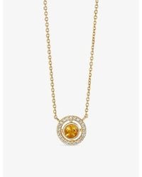 Astley Clarke - November Birthstone 14Ct- Citrine And 0.08Ct Lab-Grown Diamond Pendant Necklace - Lyst