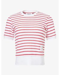 Thom Browne - Striped Short-Sleeve Cotton-Knit Top - Lyst